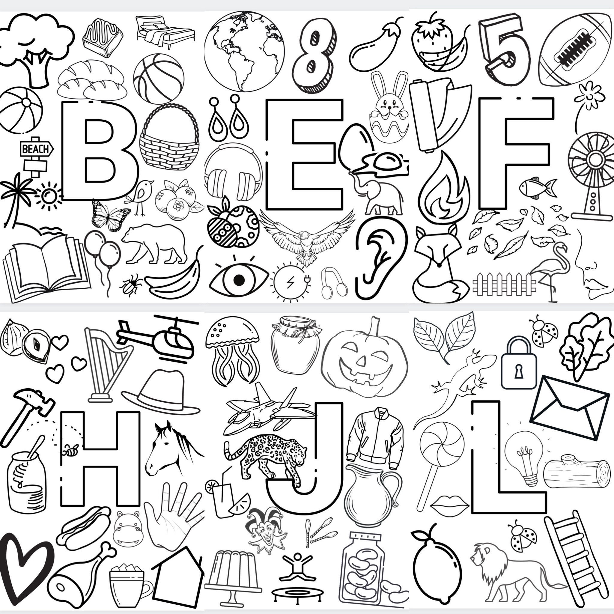 FULL Alphabet Coloring Pages/ 27 Coloring Page Bundle/ | Etsy
