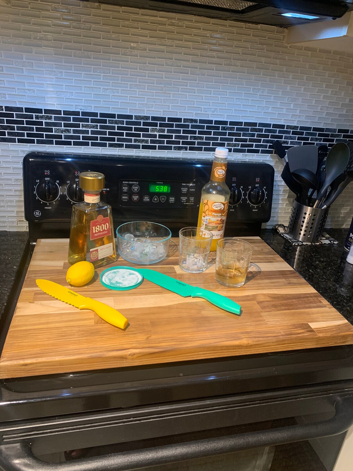 Teak Wood Multipurpose Butcher Block, Stove Top Cover, and Cutting