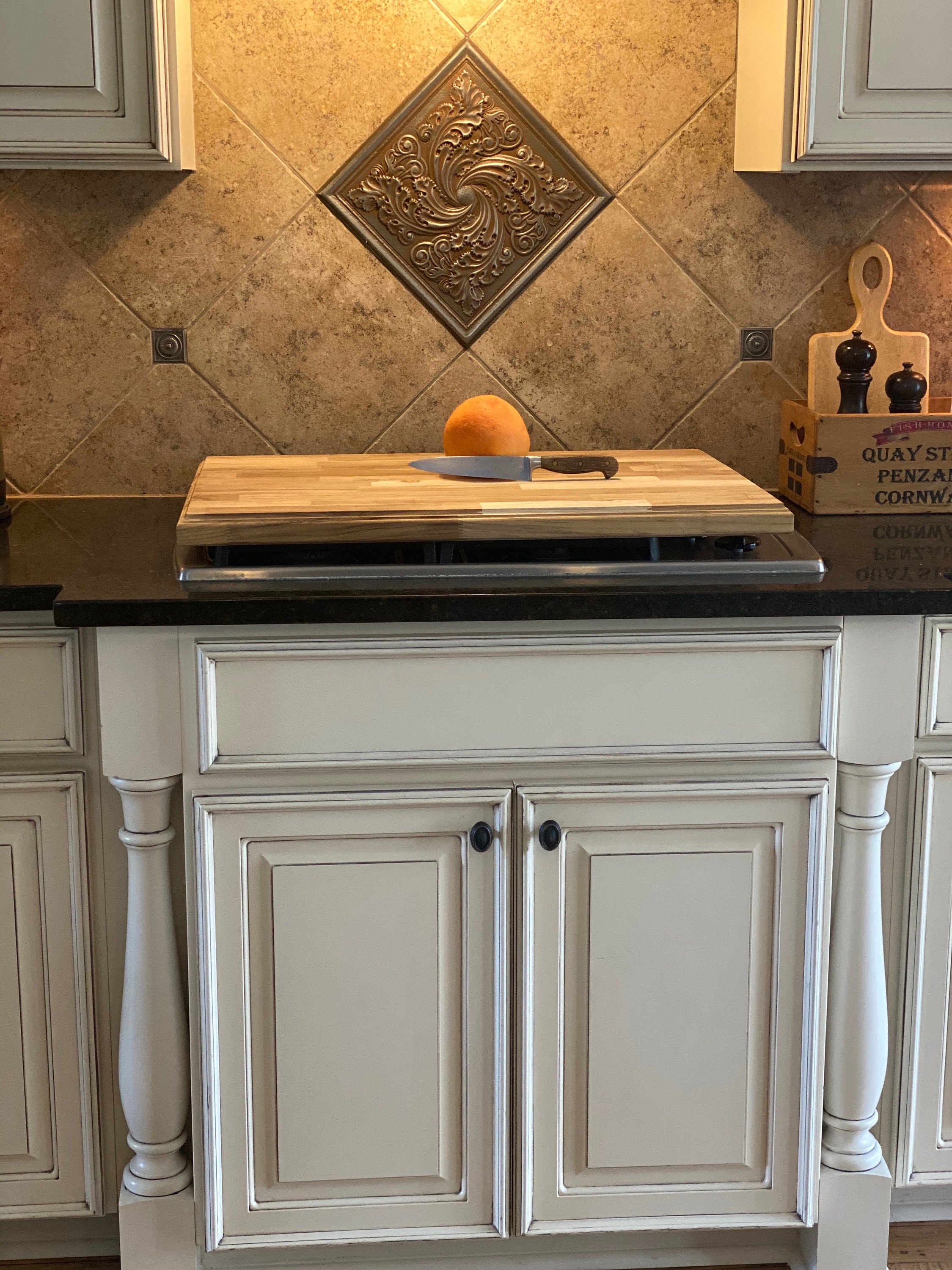 Teak Wood Multipurpose Butcher Block, Stove Top Cover, and Cutting