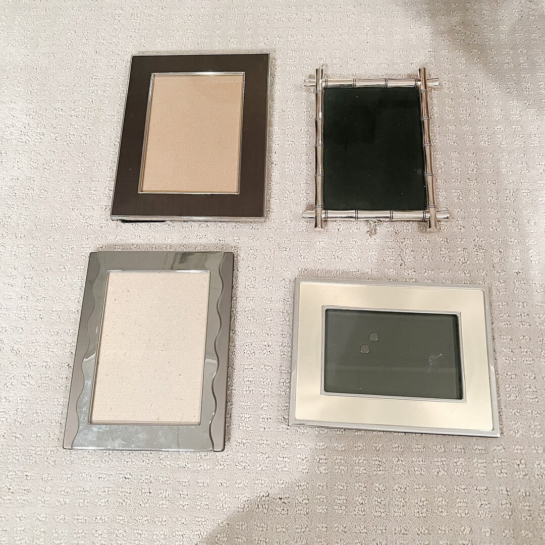 Silver Metal Picture Frames Set of 4 Vintage Silver Photo Etsy