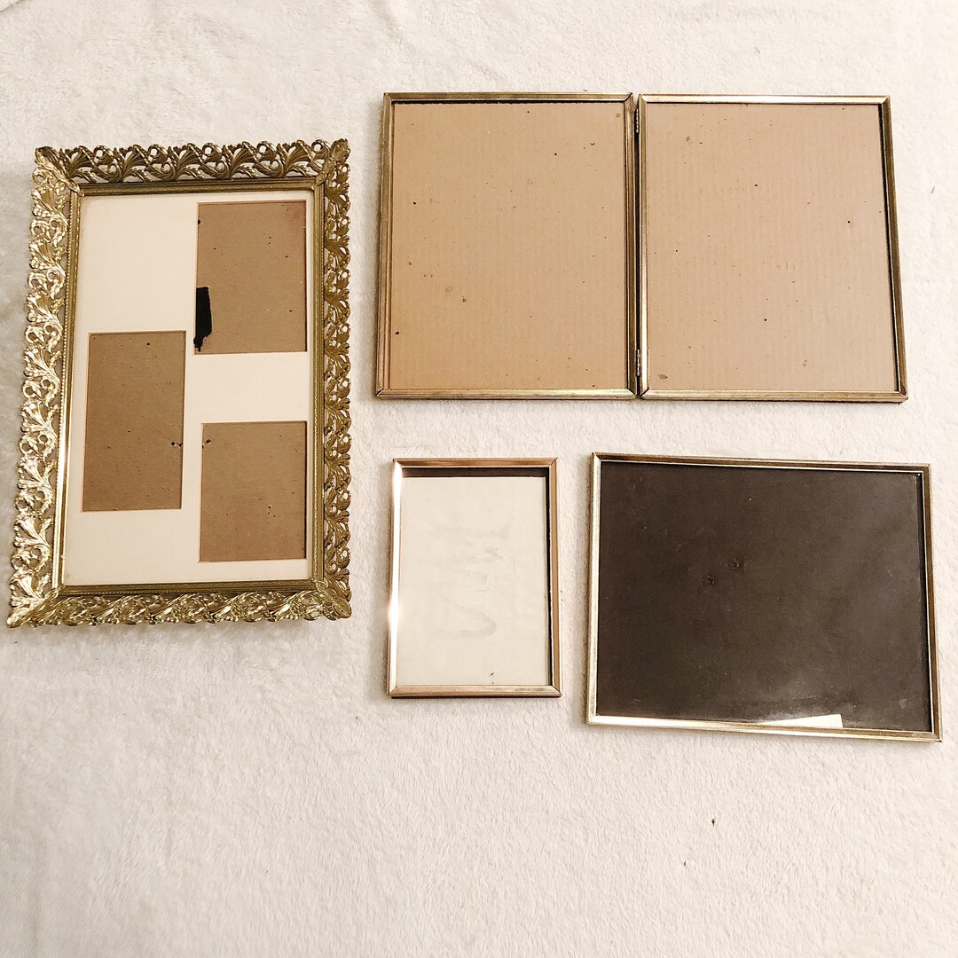 Vintage Ornate Metal Picture Frames Set of 4 Gold Detailing Etsy
