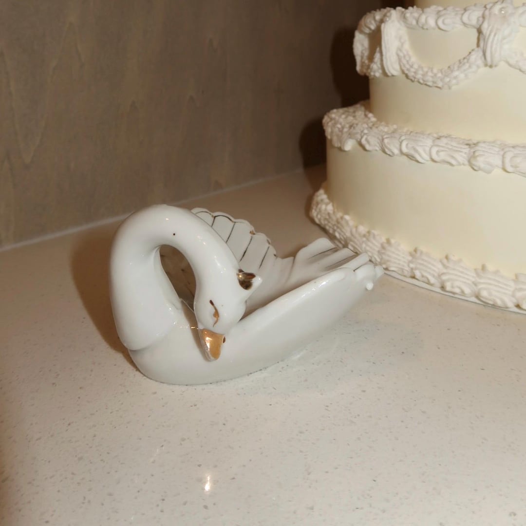 Ring Cawan Vintage Porcelain Swan Porcelaian Ring Dish, Vintage Swan Shaped Ring ...