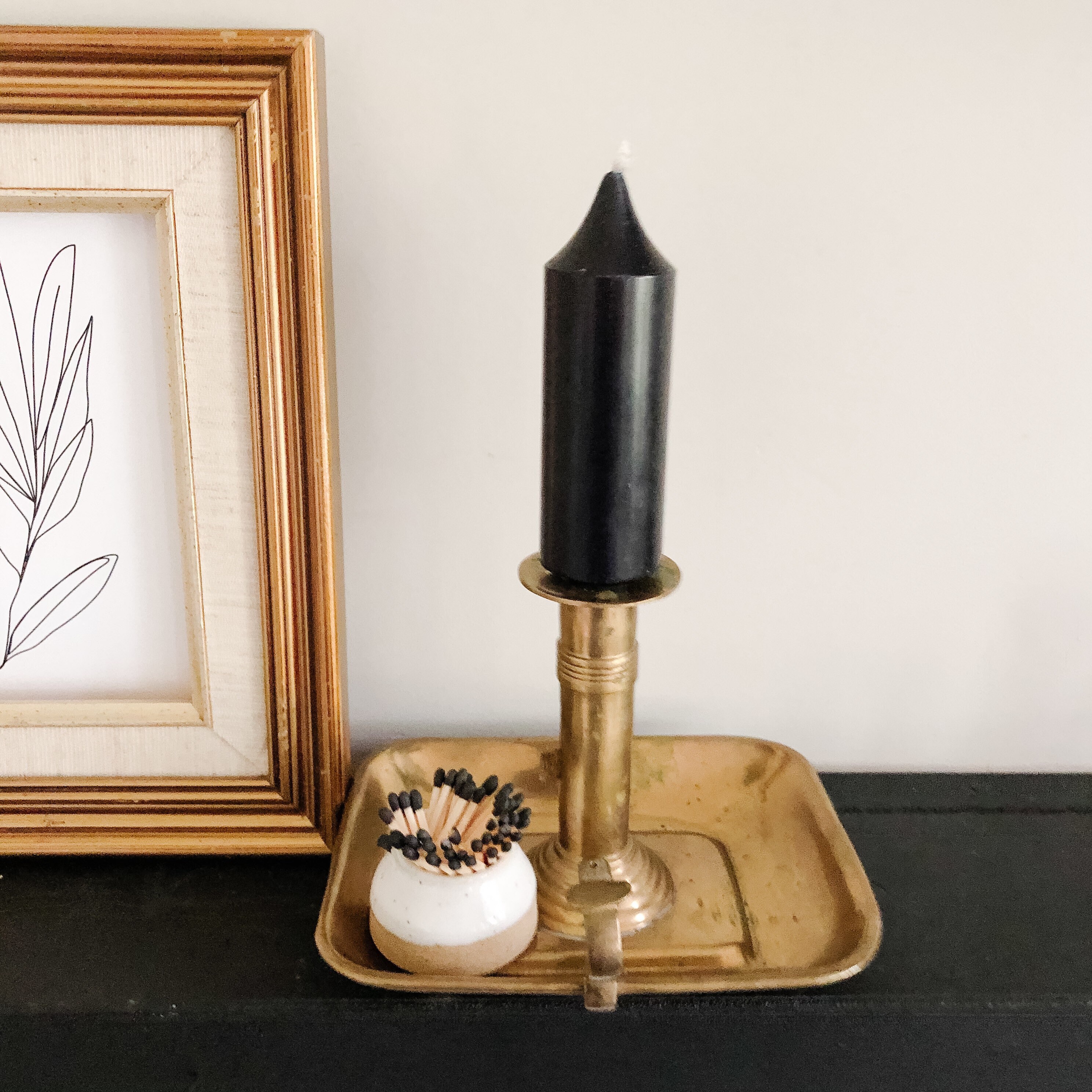 Brass Candlestick Holder with Handle and Drip Tray Vintage Etsy