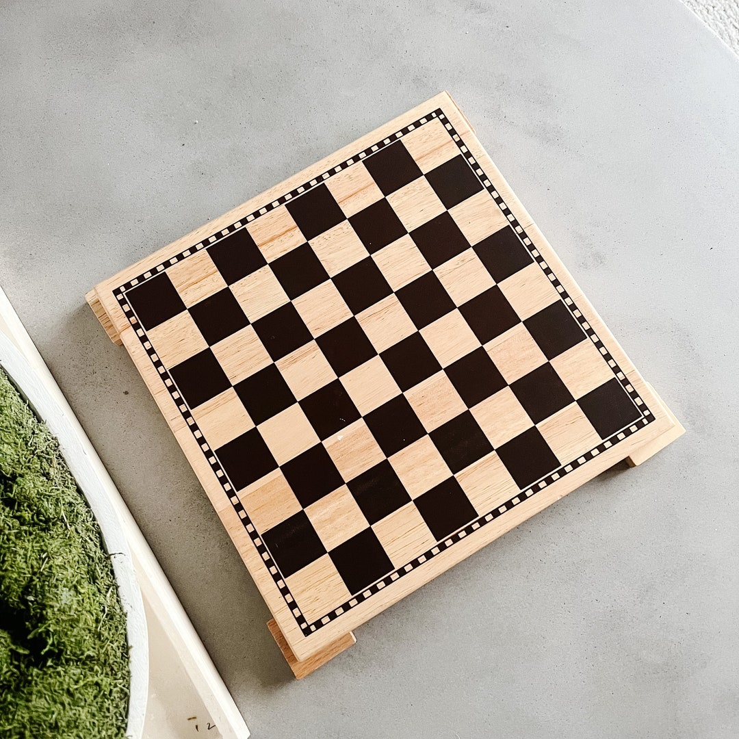 Vintage Wooden Checkers/ Chess Board, Mid Century Unique Wood Checkers