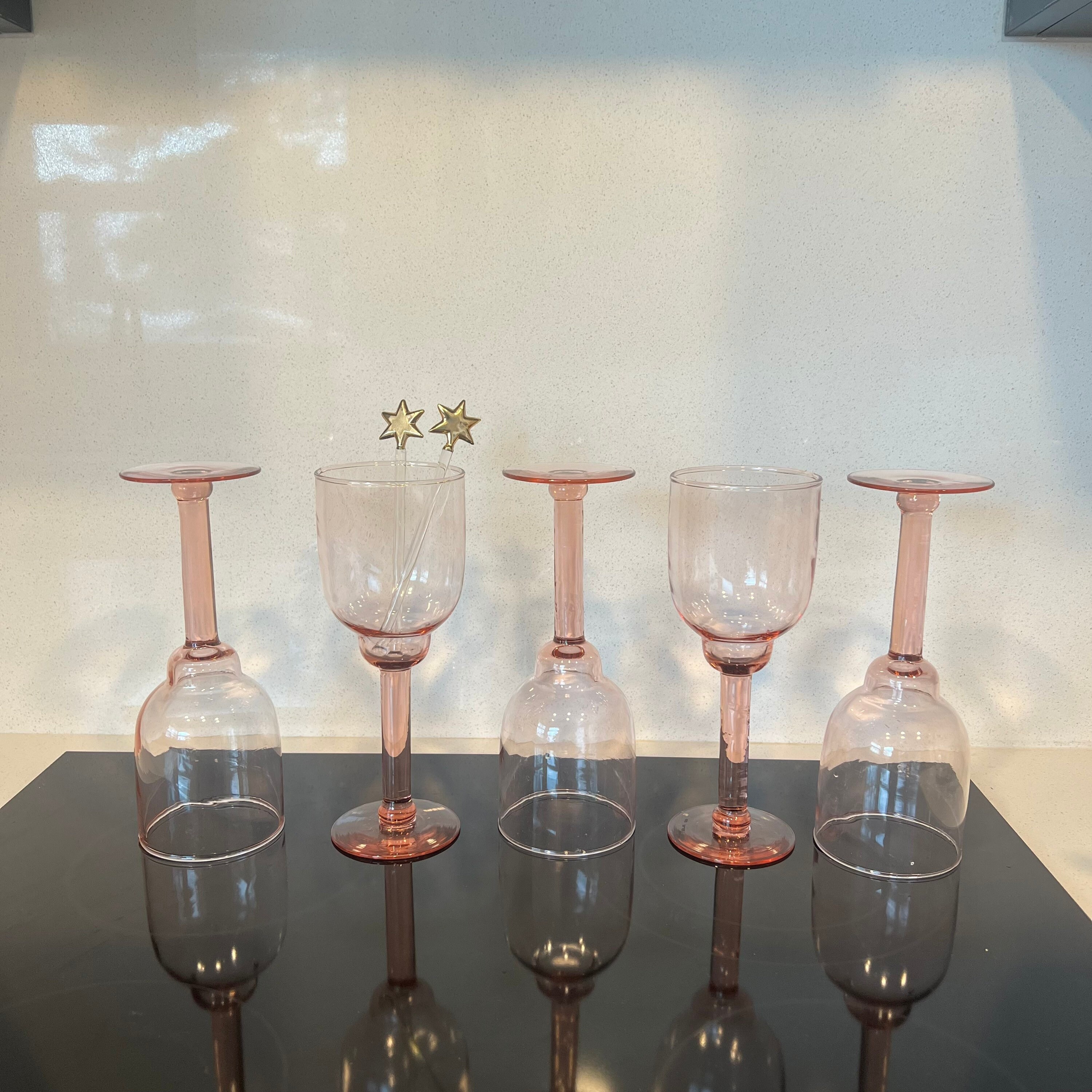 Vintage Pink Cocktail Glasses 5 Light Pastel Pink Wine Etsy