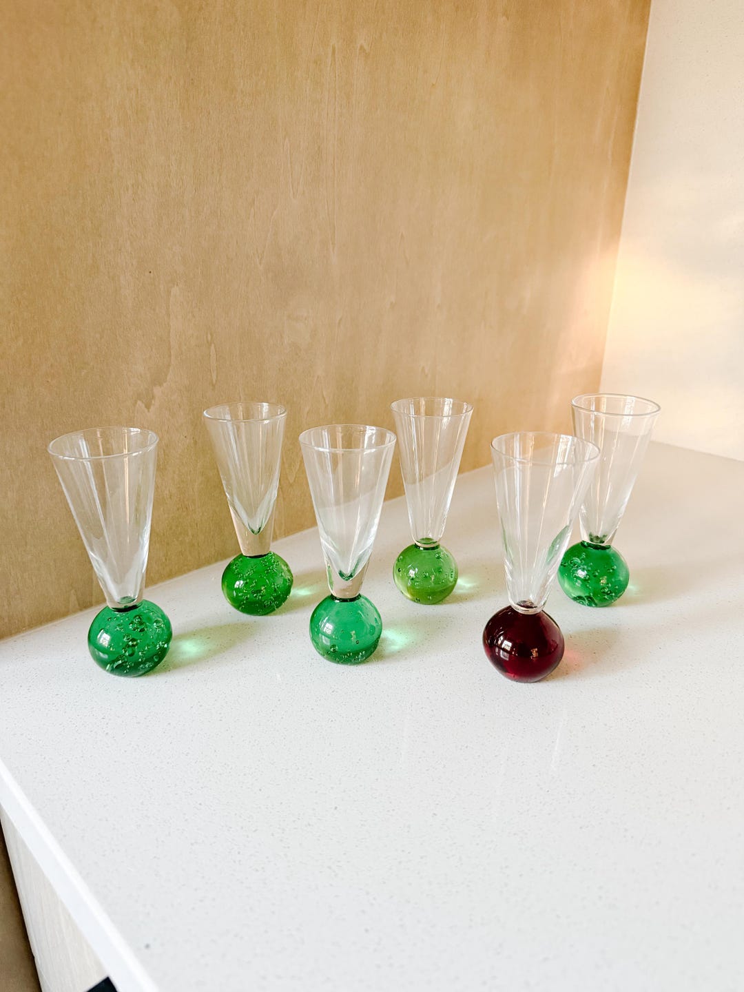 Vintage Bubble Shot Glasses (6) Vintage Bubble Base MCM Shot Glasses ...
