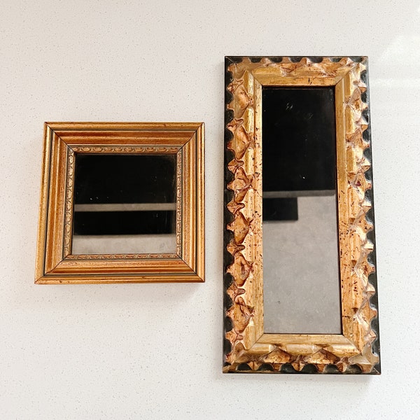Vintage Gold Framed Mirrors (2),  Gold Brass Gold Mirror, Ornate Gilt Mirror, Hollywood Regency, MCM Decor, Vintage Smoked Mirror Framed, Un
