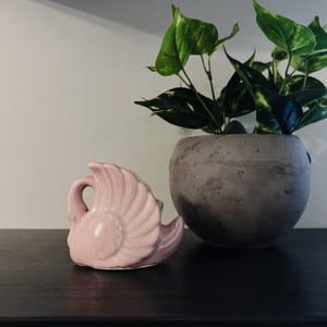 Vintage Ceramic Swan Planter, Kitschy Post Modern Pink Swan Small Planter Vase, Airplant Holder, Matchstick Holder, Mid Century Swan Ceramic