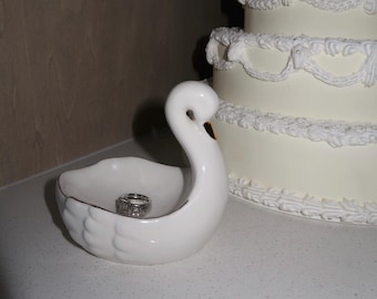 Irish Dresden Porcelain Lace Loving Swans Figurine, Vintage Swan