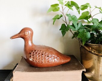 Vintage Tonala Mexico Bird, Brown Clay Ceramic Bird, Mexican Pottery Tonala Bird, Southwestern Decor, Mexican Folk Art, Tonala Bird