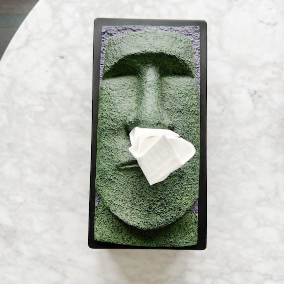 Vintage Tiki Stone Face Tissue Box Cover Holder Rotary Hero Etsy