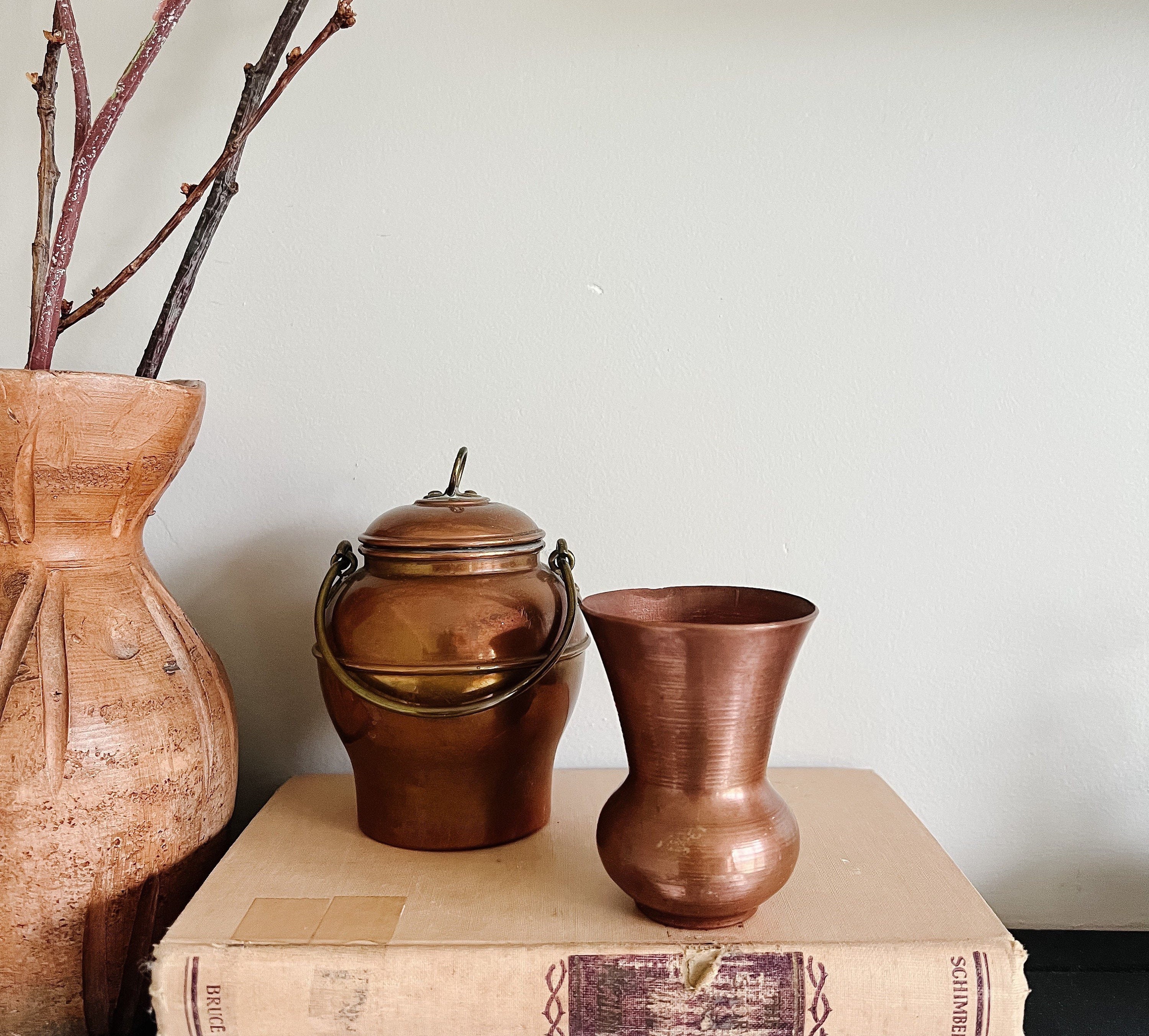 Vintage Copper Pot/vase Set 2 Copper Bucket Planters Etsy
