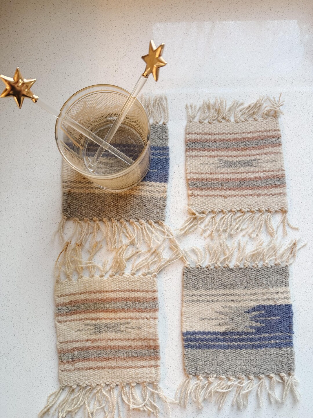 Vintage Native American Wool Coasters Set of 4, Southwestern Navajo ...