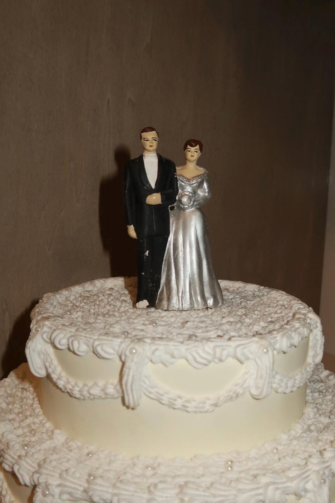 Vintage Wedding Cake Topper Blonde Bride Brunette Groom - View #7