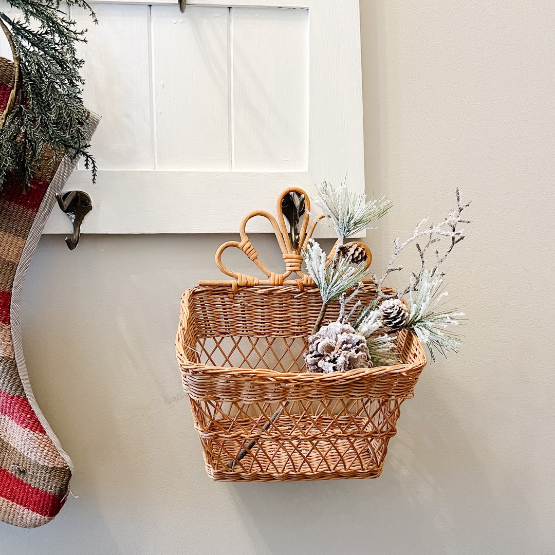 Vintage Wicker Wall Basket Letter Basket Farmhouse Basket Etsy