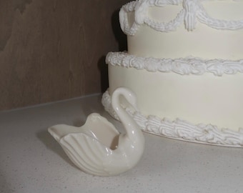 Irish Dresden Porcelain Lace Loving Swans Figurine, Vintage Swan