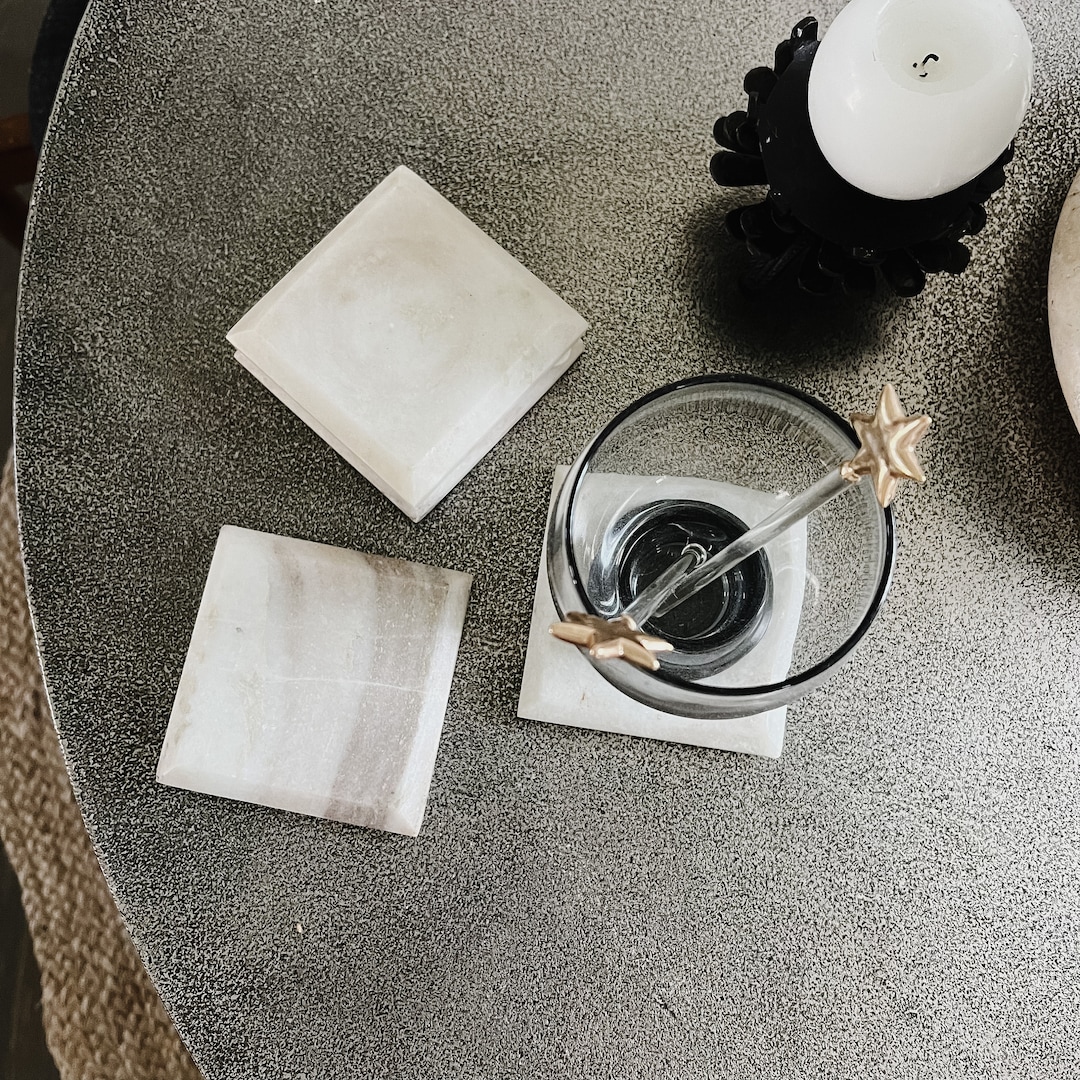 Vintage Onyx Stone Coasters 4 Marble Stone Coasters Etsy
