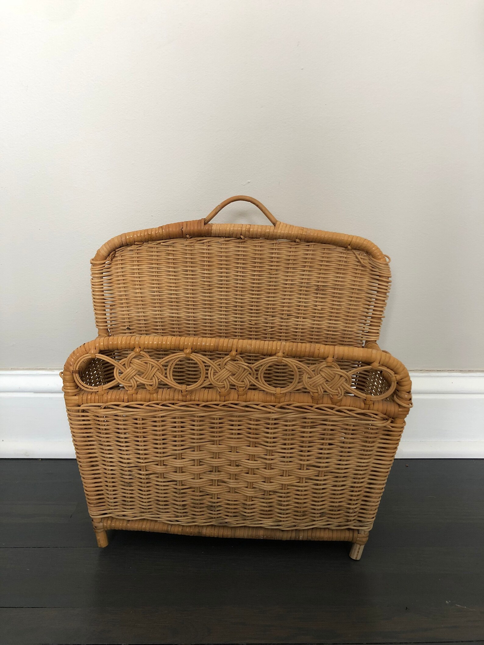 Vintage Wicker Magazine Holder Vintage Rattan Magazine Rack Etsy