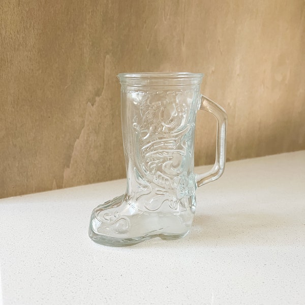 Vintage Glass Cowboy Boot Beer Mug Glass Planter, Western Cowboy Boot Mug Glass, Southwestern Cowboy Boot Mug, Vintage Decor, Texan Mug