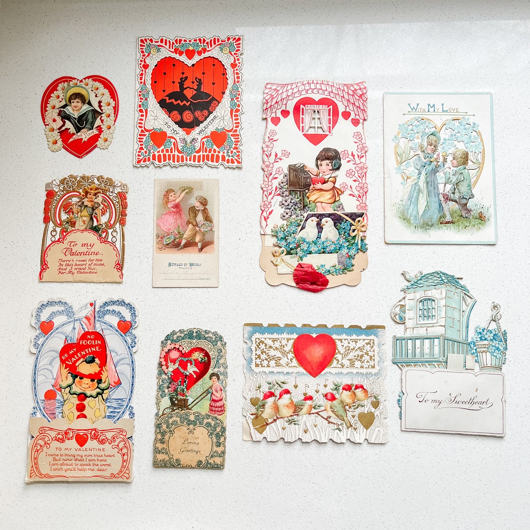 Valentine Vintage Style Valentine's Greeting Card Set of 10 Retro Style ...