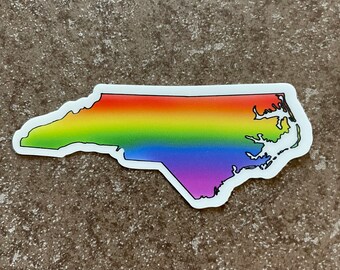 Rainbow NC state sticker | Rainbow pride sticker sticker | North Carolina sticker | Nc lgbt sticker | nc pride sticker