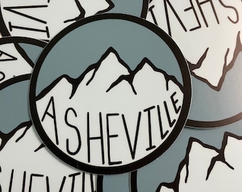Asheville Sticker, Asheville NC, mountains sticker, circle Asheville sticker, Asheville mountains, Asheville decal