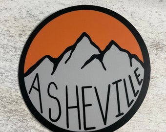 Asheville Sticker, Asheville NC, mountains sticker, circle Asheville sticker, Asheville mountains, Asheville decal