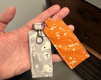 Halloween chap stick lip balm holder keychain with clip