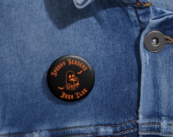 Spooky Readers Book Club Pin | Book Club Button | Lapel Button | Spooky Season Button | Reading Button | Black and Orange Halloween Button