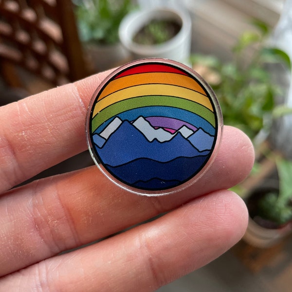 Rainbow mountain acrylic pin / LGBTQ Pin / LGBT Ally Pin / Subtle Pride Pin