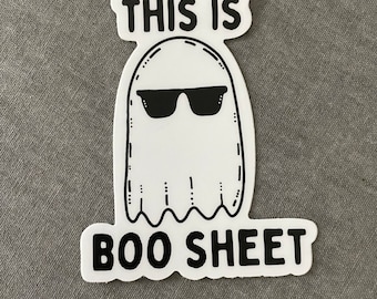 This is Boo sheet sticker, Spooky Season Sticker, Halloween Sticker, Ghost Skull Cauldron Sticker