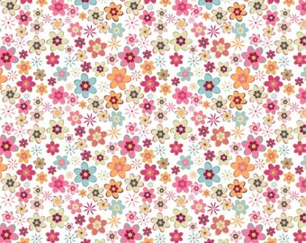 Calico Cowgirls - Poppie Baumwolle Lori Wälder | auf Lager - Cowgirl Wiese - geblümt - weiß CW24816