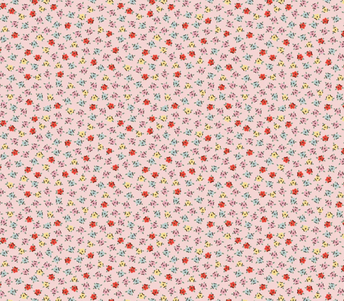 Delightful pink  - my favorite things | Poppy cotton | in stock | ditsy | floral| vintage | Lori Woods