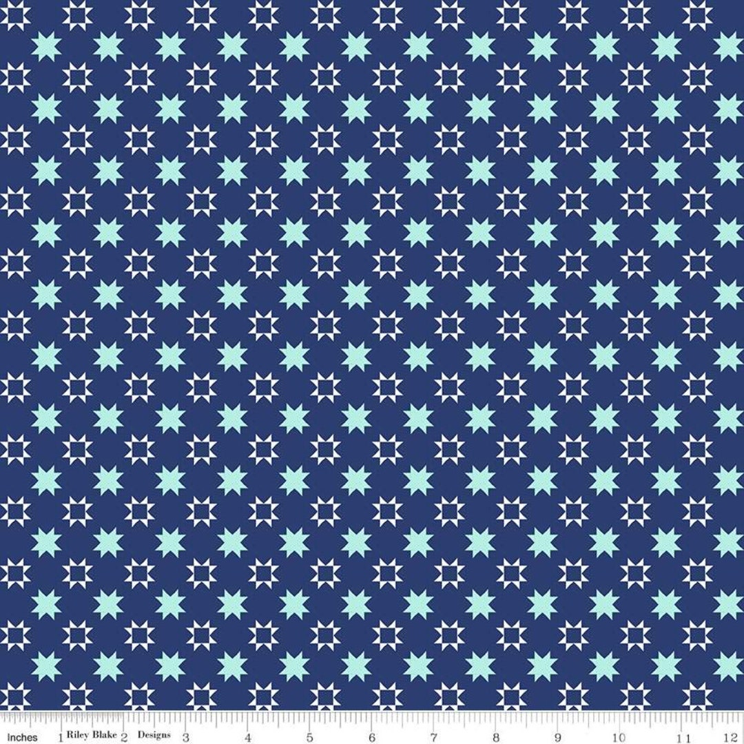 Quilt Fair by Tasha Noel Quilt Fair Quilty Stars Navy RBD Geometric