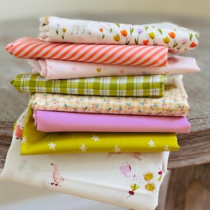 Spring arrival part 2 8 FQ mini bundle | Pure solids | spring vibes | rustic AGF plaid Poppie cotton farmyard ducks