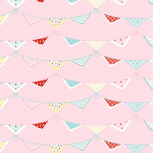 Market day  - Bunting print pink | Poppie cotton | Amy Jordan | vintage | in stock - MK24554