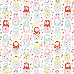 Market day  - Nesting Dolls White | Poppie cotton | Amy Jordan | vintage | in stock - MK24550