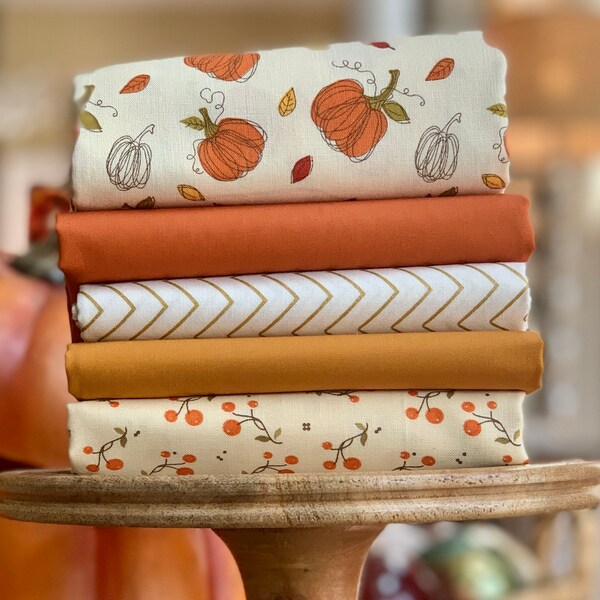 Hello Fall ! | Autumn 5 Fat Quarter bundle | Adel RBD | Fast shipping | pumpkins berries | AGF