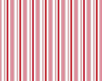 Navidad acogedora de Lori Holt - C5368-PINK / RBD / rayas navideñas / 100 % algodón / diseño de bastón de caramelo. Envío rápido.