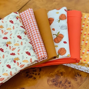 Hello Fall ! V.3 | Autumn 7 Fat Quarter bundle | Adel RBD | Fast shipping | pumpkins - falling leaves - awesome autumn | AGF pure solids