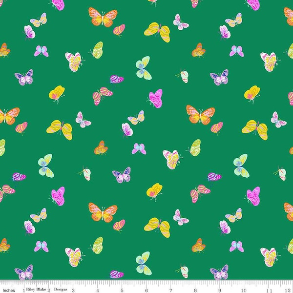 Splendid Butterflies green | Bright summer fabric | RBD | C14315 | Gabrielle Neil Design