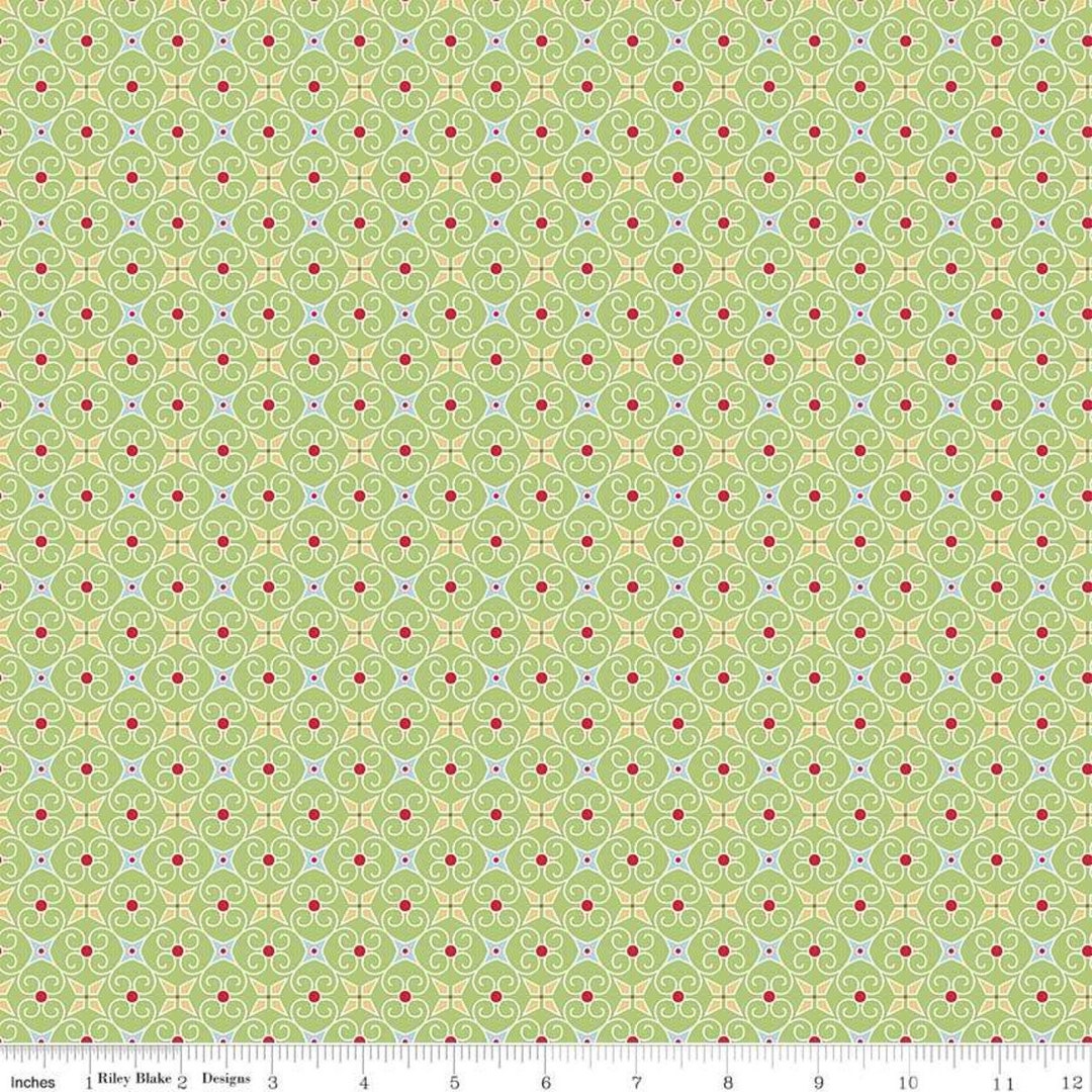 Cozy Christmas by Lori Holt C5367-green Wrapping Paper RBD Holiday 100% ...