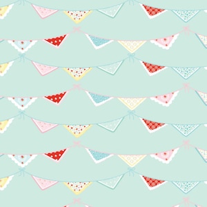 Market day  - Bunting print mint | Poppie cotton | Amy Jordan | vintage | in stock - MK24555