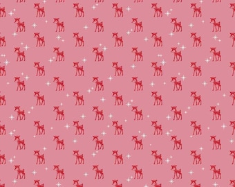 Navidad acogedora de Lori Holt - C5364-PINK / RBD / Reno navideño acogedor rosa / 100 % algodón / Tela navideña l Envío rápido