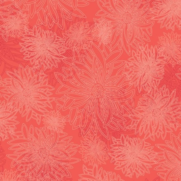 Coral| Floral elements |designed by AGF | 100% cotton | FE-534 | Fast shipping | quilting | home decoration | stash builder