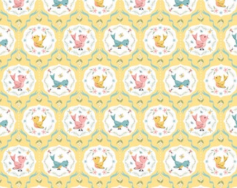 Finding wonder - Tweeting yellow | Poppy cotton | in stock | floral | ditsy | vintage | FW24209 Designed by Sheri McCulley