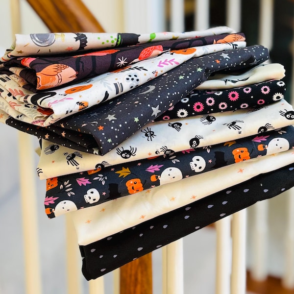 Halloween natt och dag - 10 fat quarter-paket - Inte läskigt RJR metallic