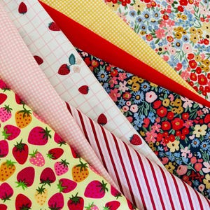 Berry market mini bundle with blenders | Fat quarters bundles 8 fabrics | calico cowgirl | micro gingham | pure solid