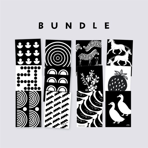 Bundle High Contrast Flash Cards for Baby Montessori Black &amp; - Etsy