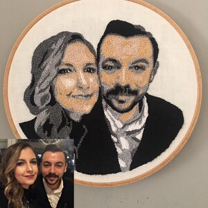Personalized Couple Portraits for Valentine's Day, Custom Embroidery Wall Decor, 11.4 inch Hoop, Gifts For Her image 2